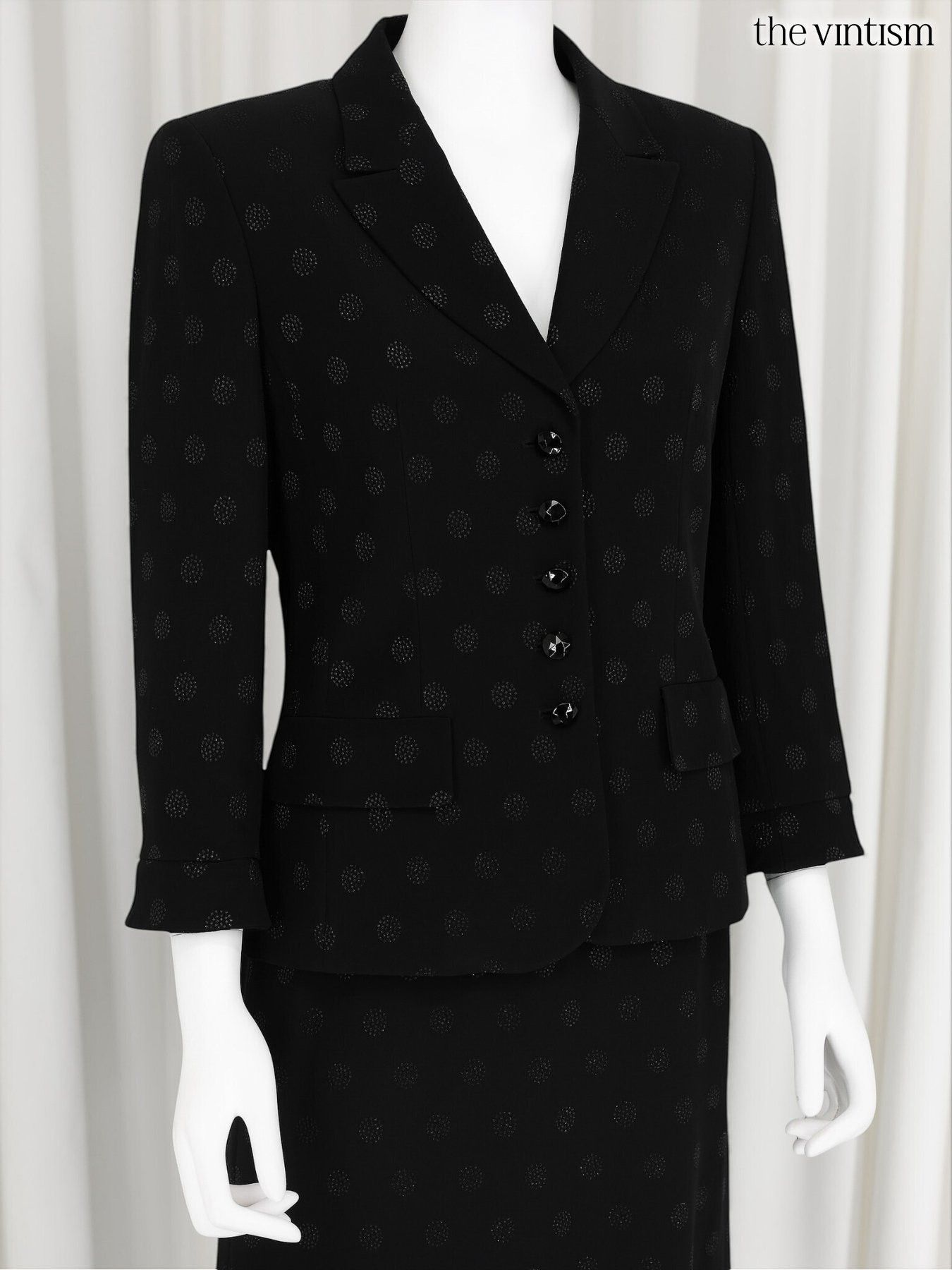 Escada Escada Black Pattern Skirt Suit Set Acetate/Rayon XS/S 34/36 Size XS / US 0-2 / IT 36-38 - 3 Thumbnail