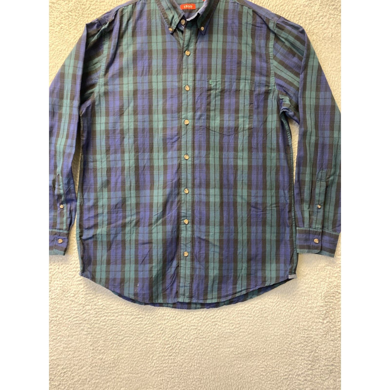 Izod IZOD Long Sleeve Button-Down Plaid Shirt LT Tall Multicolor Casual Workwear Mens Size US L / EU 52-54 / 3 - 2 Thumbnail