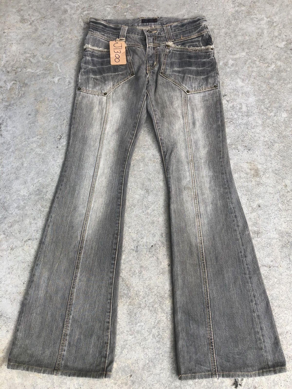 If Six Was Nine Japanese Morgan Homme Flared Jeans Distressed Denim Size US 31 - 1 Thumbnail