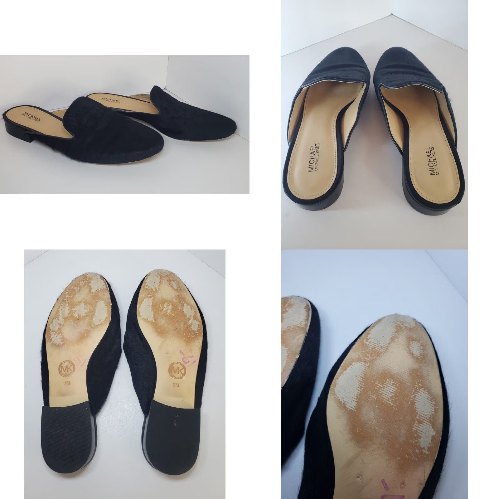 Michael Kors VINTAGE Michael Kors Natasha Black Calf-Hair Low Heel Flats Slides Mules Sz 7M Size US 7 / IT 37 - 8 Thumbnail
