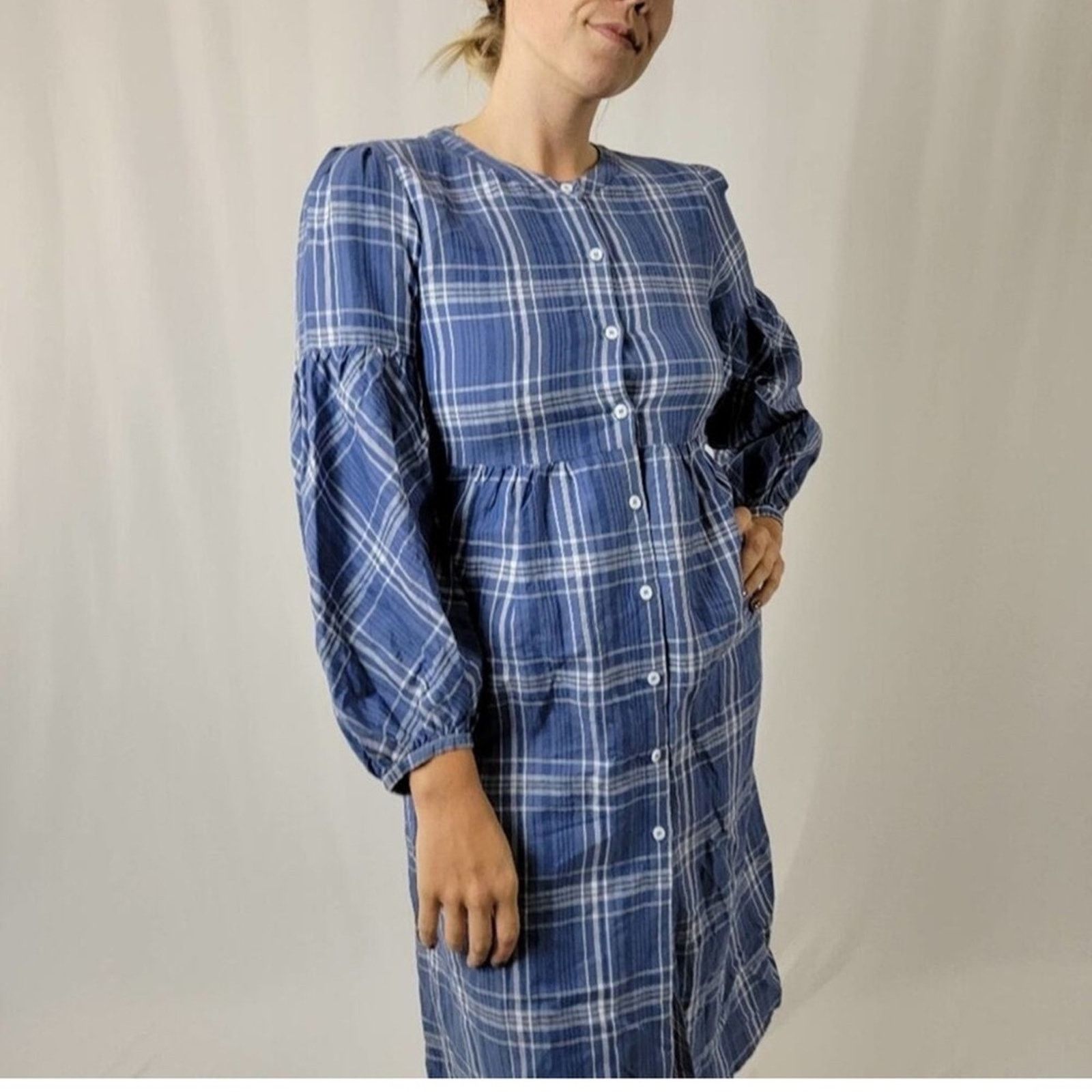 Zara Zara Blue Plaid Dress Size M / US 6-8 / IT 42-44 - 5 Thumbnail