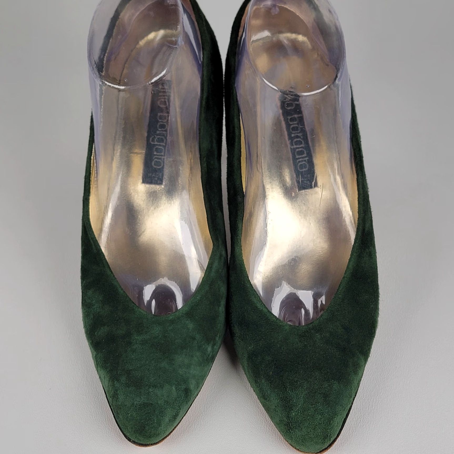 Vintage VINTAGE Alfio Borgato Green Suede High Heel Pumps Cap Toe Women Pump 39 Brown Cap Toe Almond Slip On High Heel 3-3.9in Size ONE SIZE - 2 Thumbnail