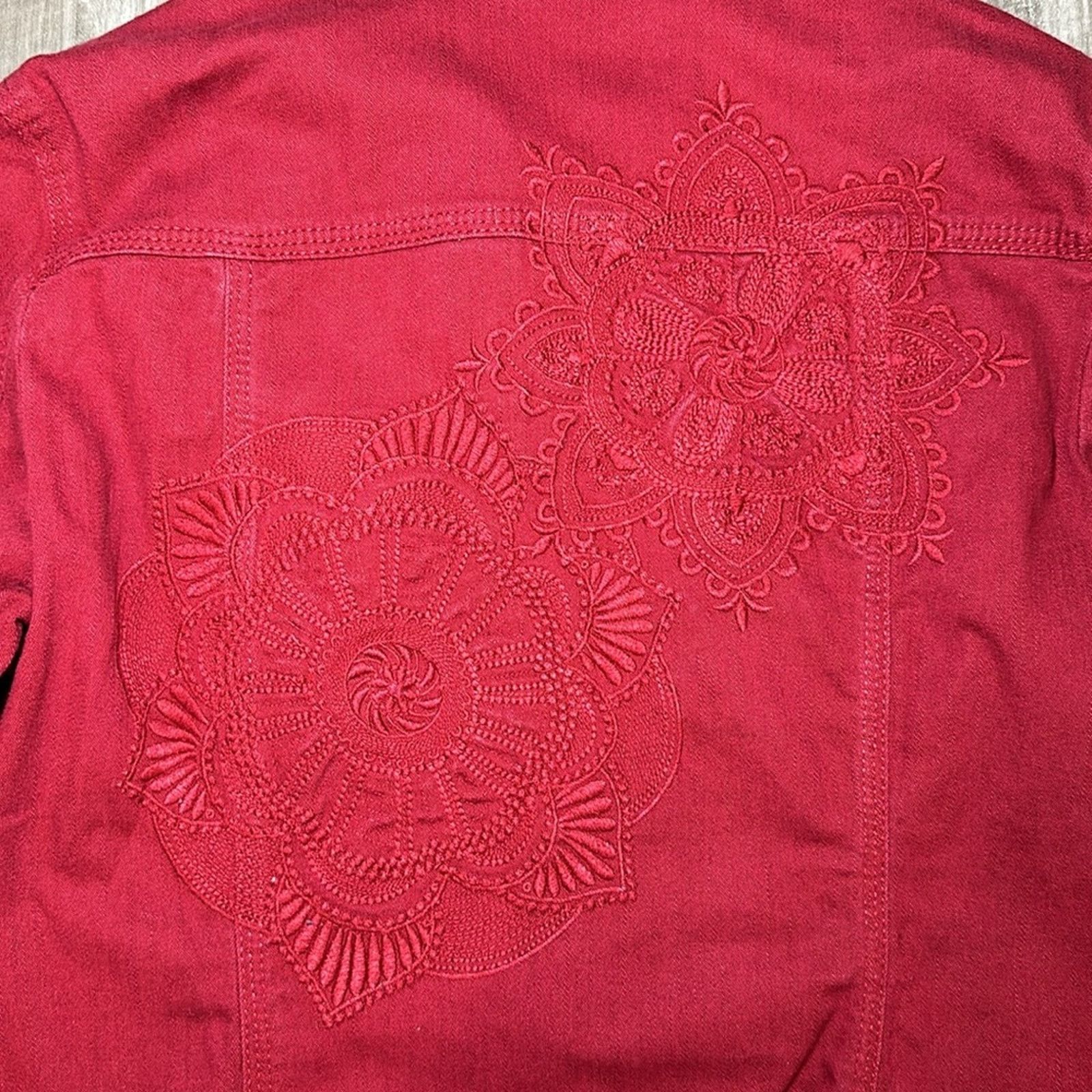 Chicos Chico’s Floral Embroidered Denim Stretch Jacket - 0 (Small) Size S / US 4 / IT 40 - 4 Thumbnail