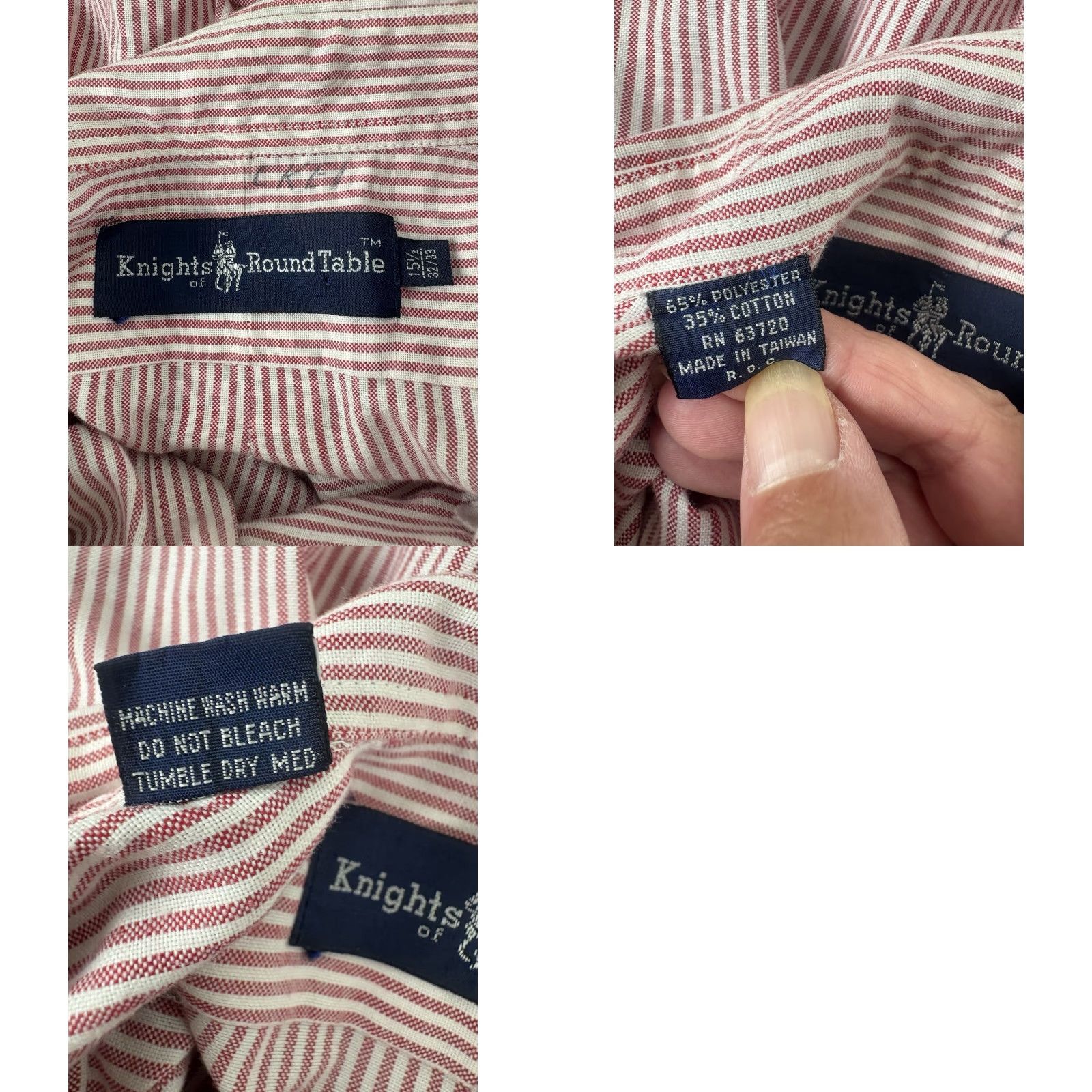 Vintage Vintage Knights Of Round Table Red/Wht Striped Button Up Men’s Size 15.5 Size US M / EU 48-50 / 2 - 8 Thumbnail