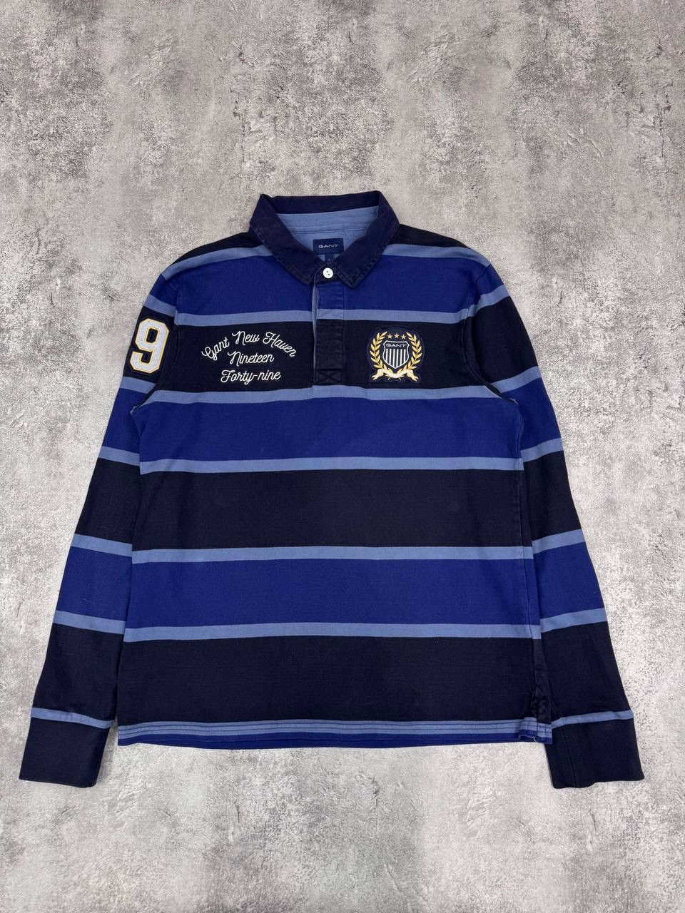 Gant GANT Men's Rugby Shirt Striped Navy Blue Size L Size US L / EU 52-54 / 3 - 1 Thumbnail