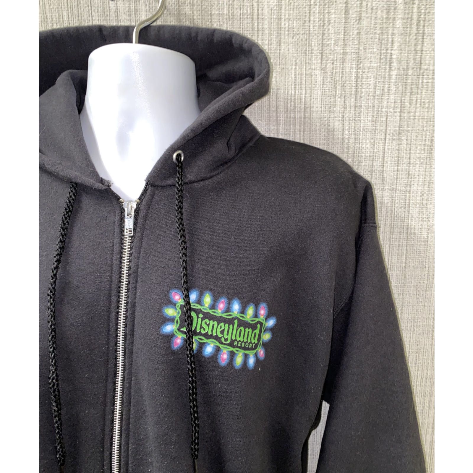 Vintage Disneyland Hoodie Mens Black Fleece Lined Full Zip Size M Size US M / EU 48-50 / 2 - 2 Thumbnail