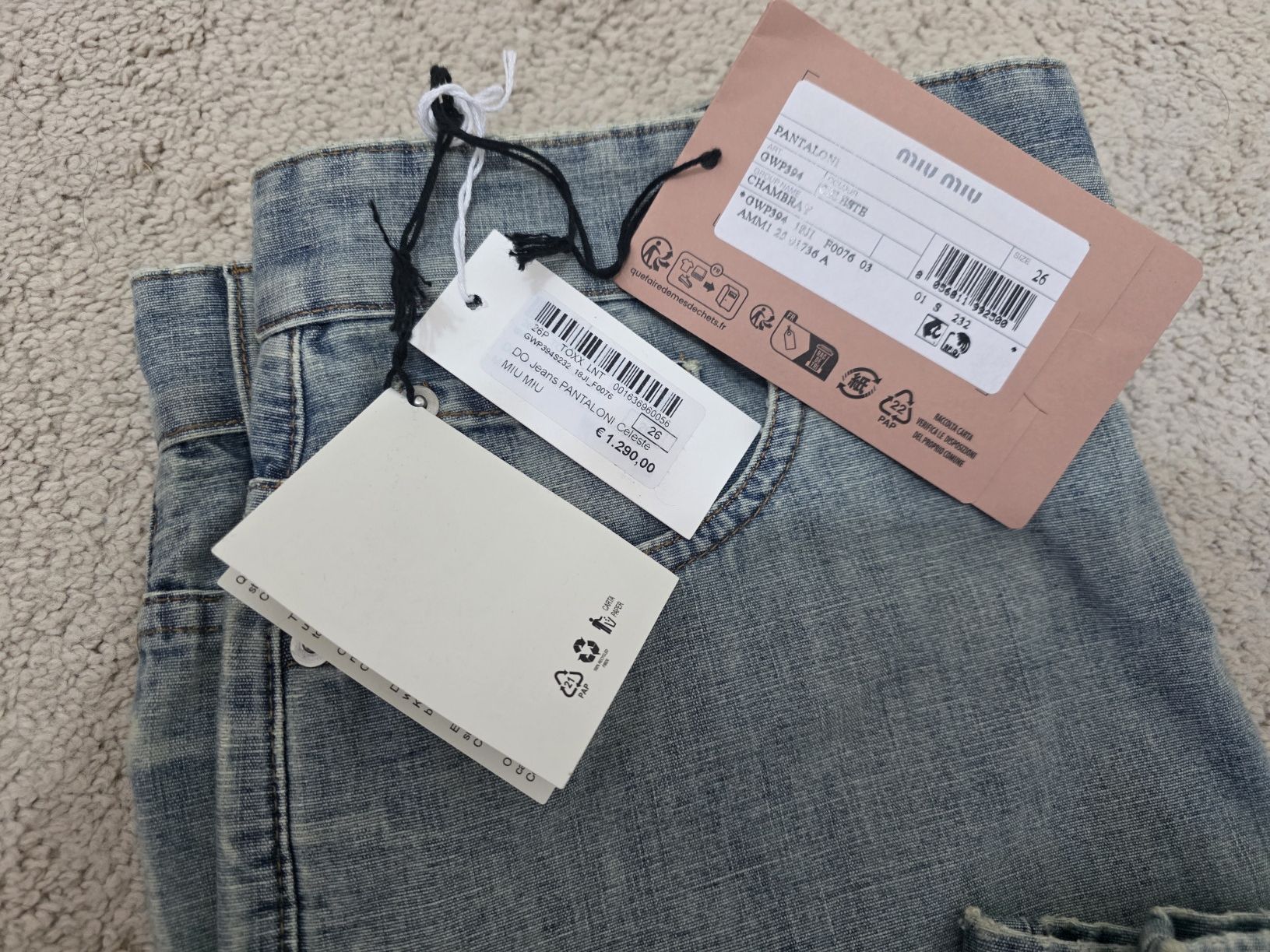 Miu Miu Miu Miu High-Rise Chambray Loose Fit Denim Jeans - NWT Size 26" / US 2 / IT 38 - 5 Thumbnail