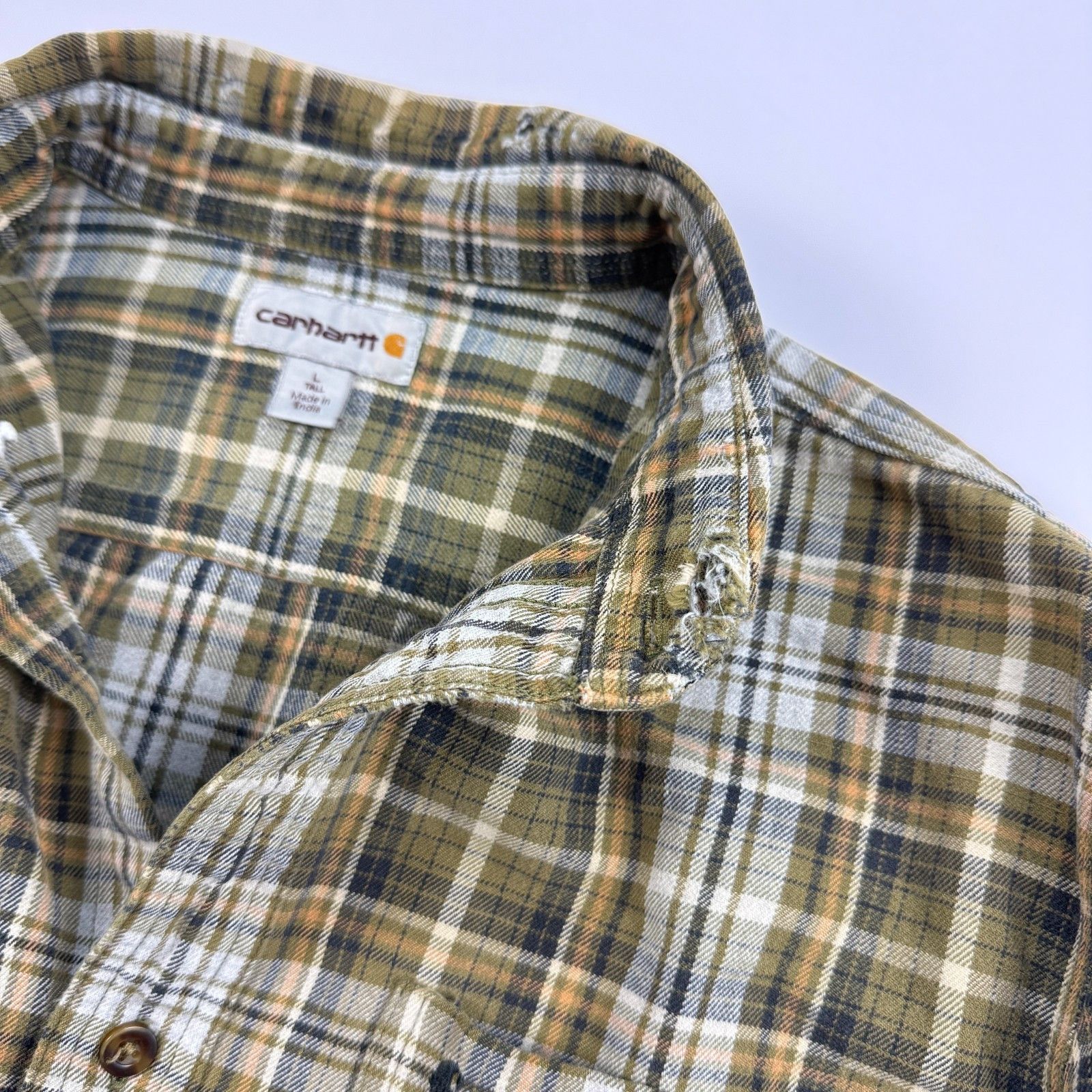 Carhartt Carhartt Plaid Flannel Shirt Distressed Workwear L Size US L / EU 52-54 / 3 - 3 Thumbnail
