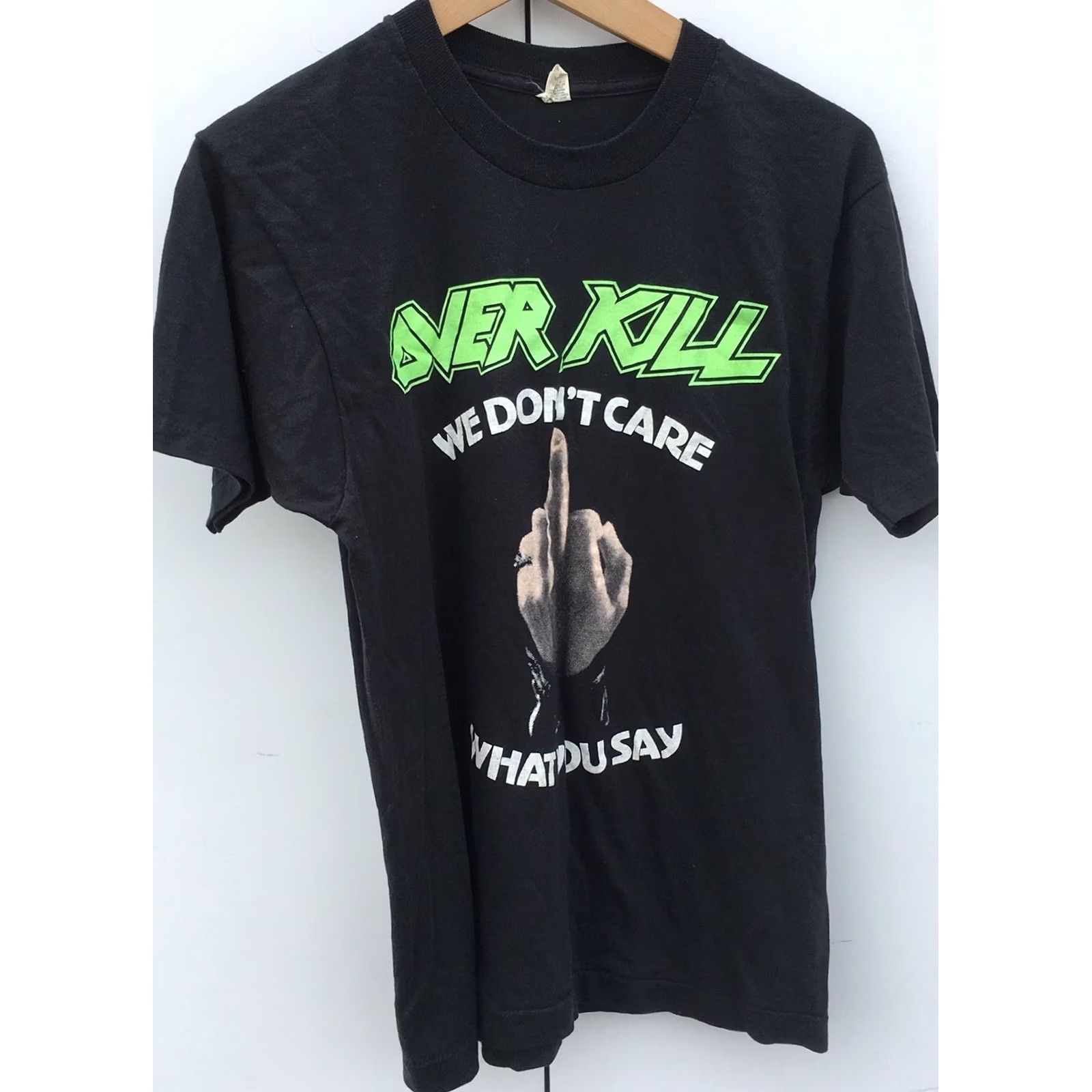 Vintage Vintage Screen Stars Overkill We Don’t Care What You Say T-Shirt 80s 1980s Black M Mens Graphic Tee Size US M / EU 48-50 / 2 - 7 Thumbnail