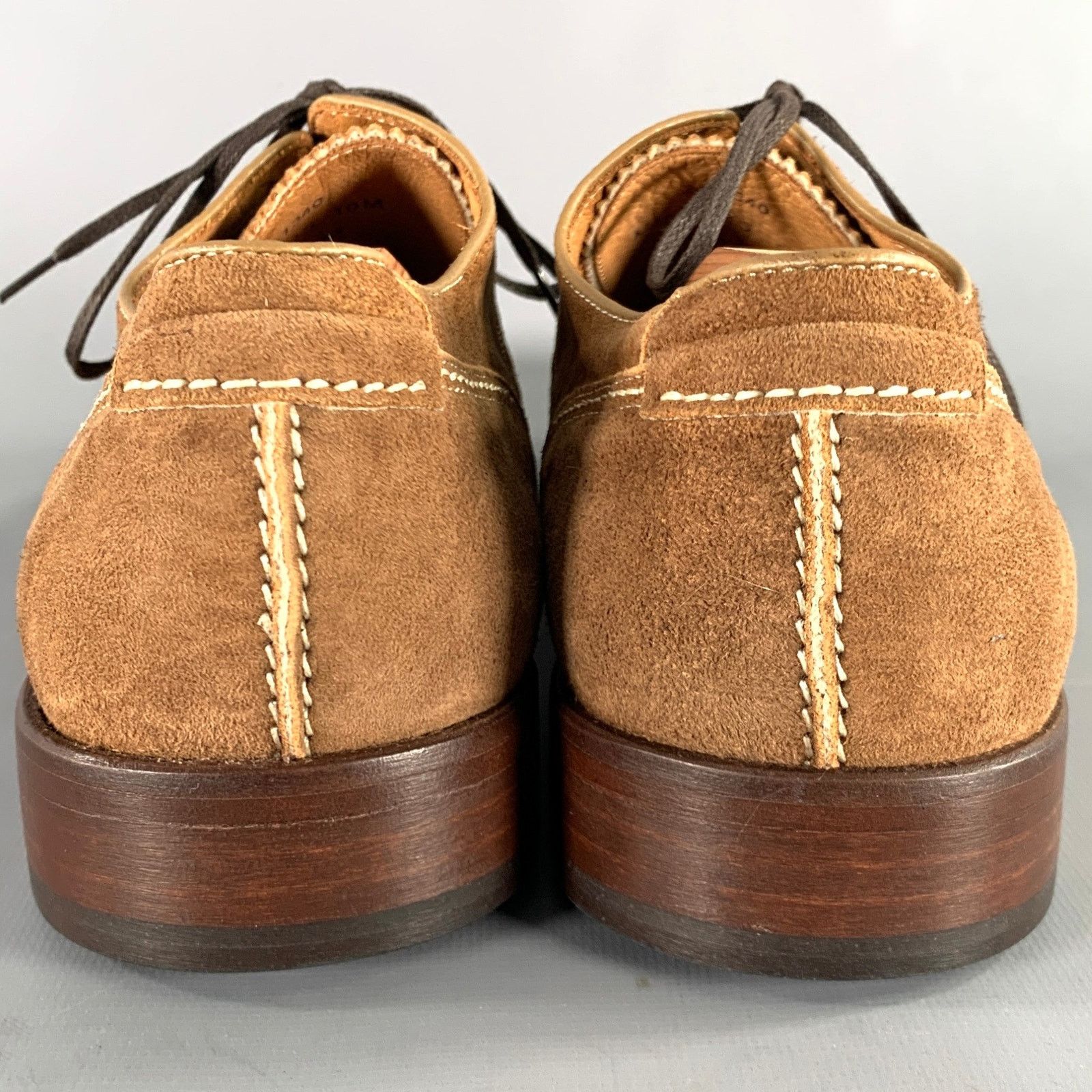 Johnston & Murphy 10 Brown Contrast Stitch Suede Wingtip Lace-Up Shoes Size US 10 / EU 43 - 3 Thumbnail