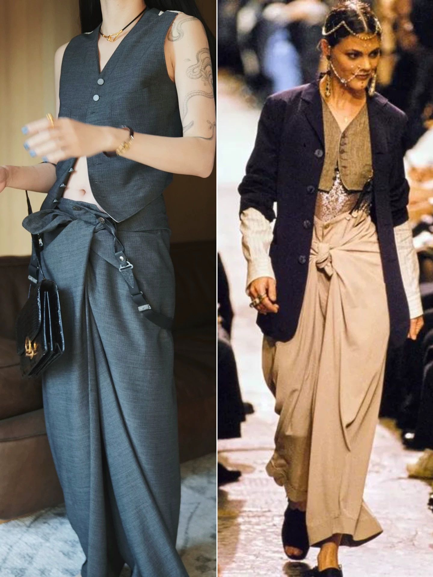 Jean Paul Gaultier JPG 1994 Vintage Runway Vest & Suspender Pants Set IT42 Size M / US 6-8 / IT 42-44 - 1 Thumbnail