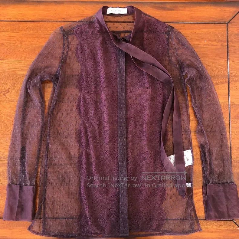 Valentino Valentino Burgundy lace shirt Size XS / US 0-2 / IT 36-38 - 2 Thumbnail