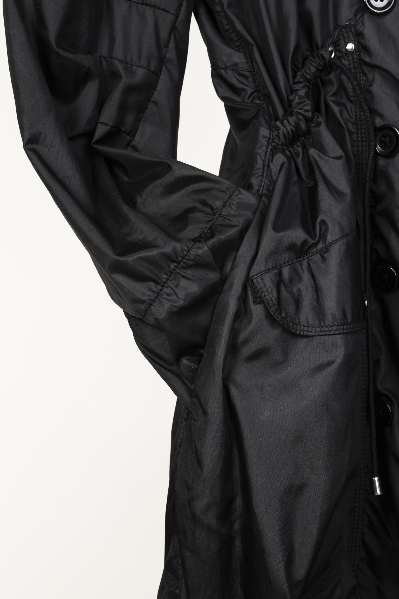 Other High Use Black Ruched Nylon Trenchcoat Size L / US 10 / IT 46 - 6 Thumbnail