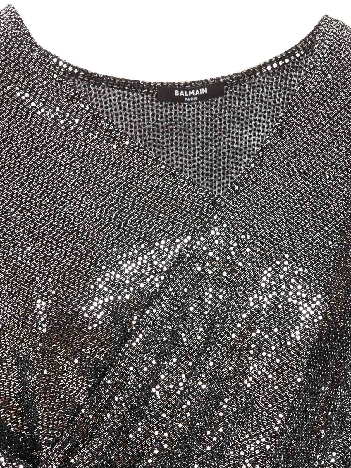 Balmain o1y0625 Crop Top in Silver Size XS / US 0-2 / IT 36-38 - 3 Thumbnail