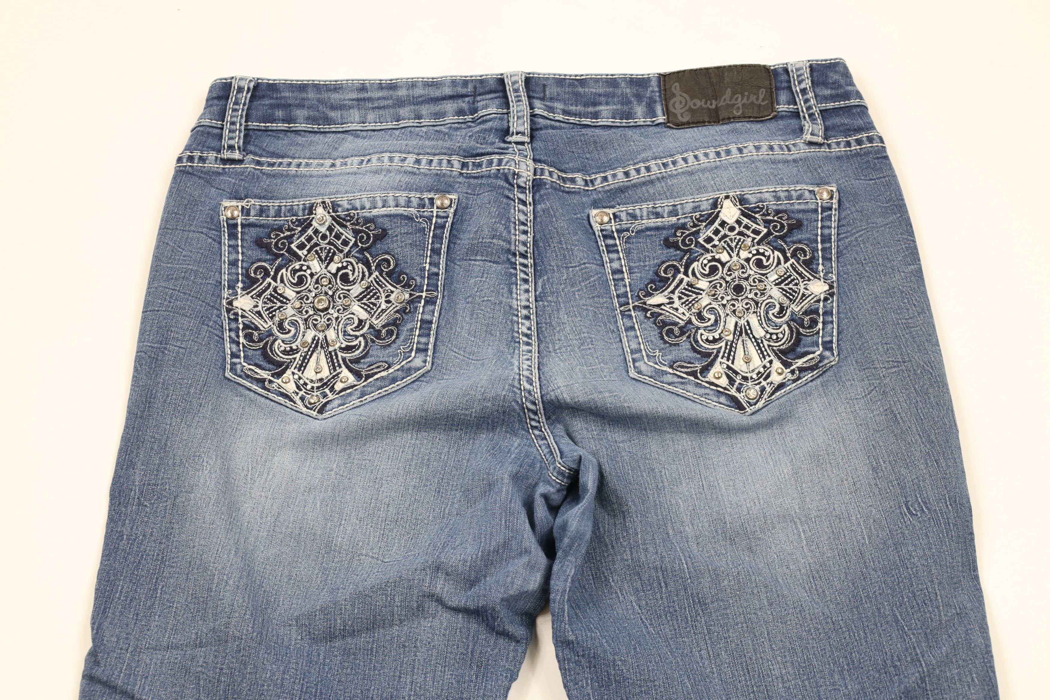 Vintage Vintage Y2K Babydoll Cross Thich Stitch Flared Denim Jeans Size 32" / US 10 / IT 46 - 10 Thumbnail