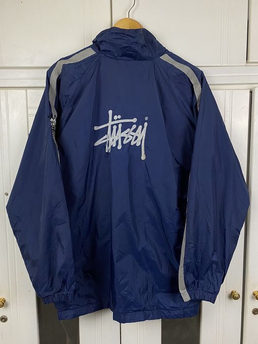 Vintage Vintage Stussy Light Jacket Blue Big Logo | Grailed