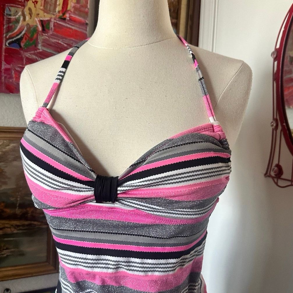 Other candies gray pink striped swim halter top Size S / US 4 / IT 40 - 2 Thumbnail