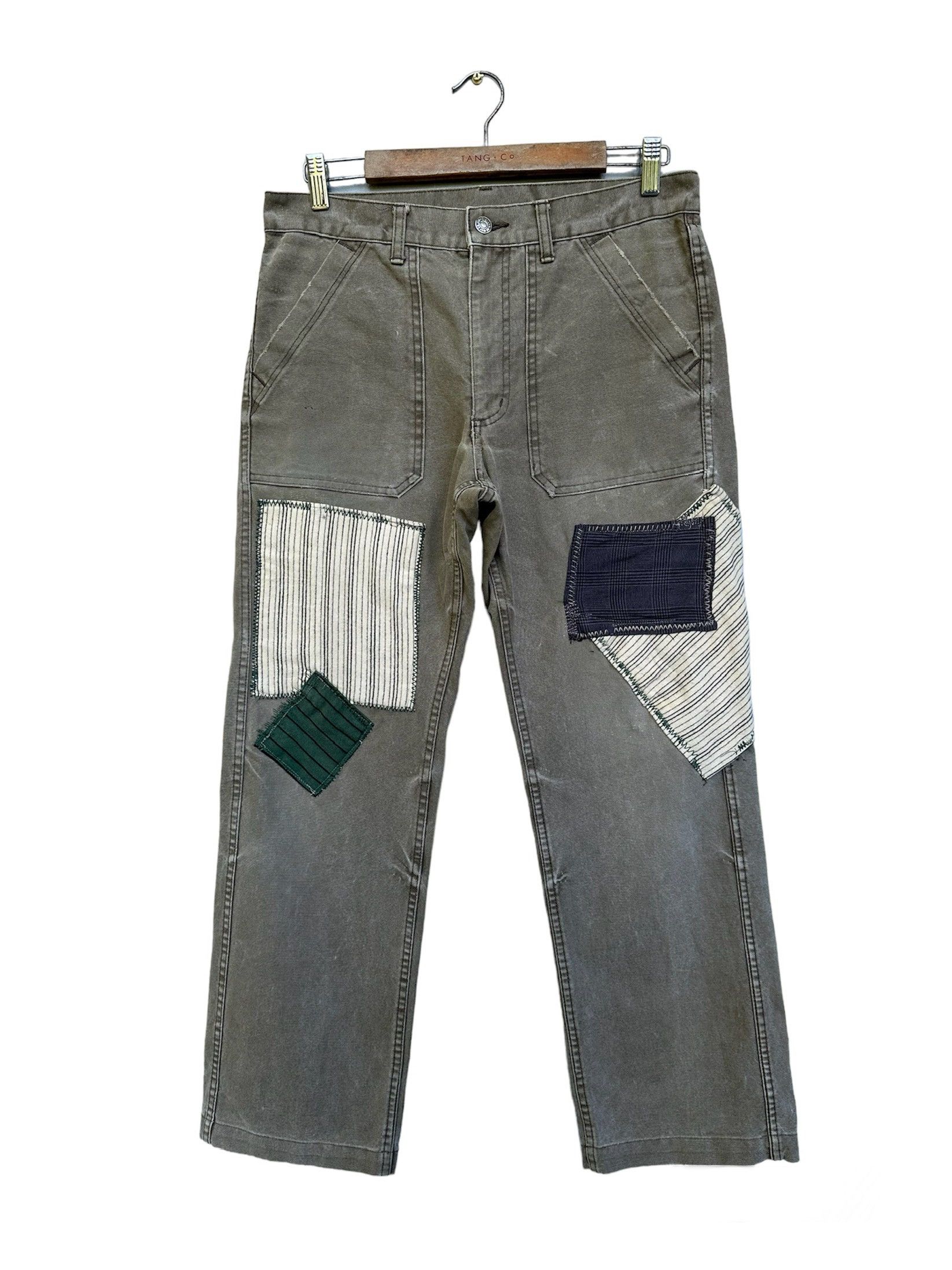 Vintage Blue Way Fatigue Baker Duck Canvas Patchwork Pants