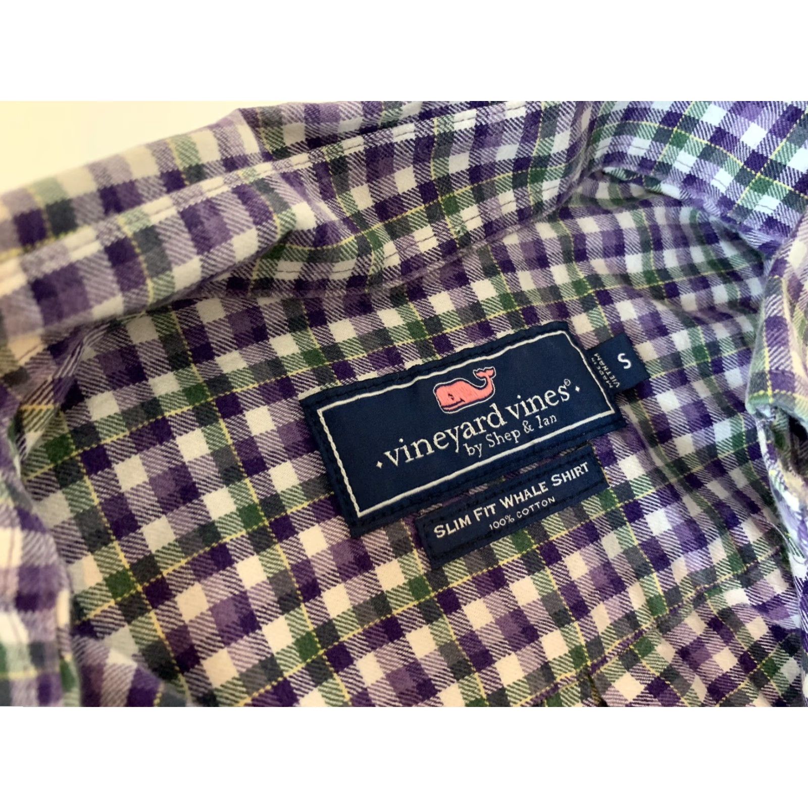 Vineyard Vines VINEYARD VINES SlIM FIT WHALE Shirt Plaid Green Purple Men's S 100% Cotton Button-Up Long Sleeve Collared Size US S / EU 44-46 / 1 - 2 Thumbnail
