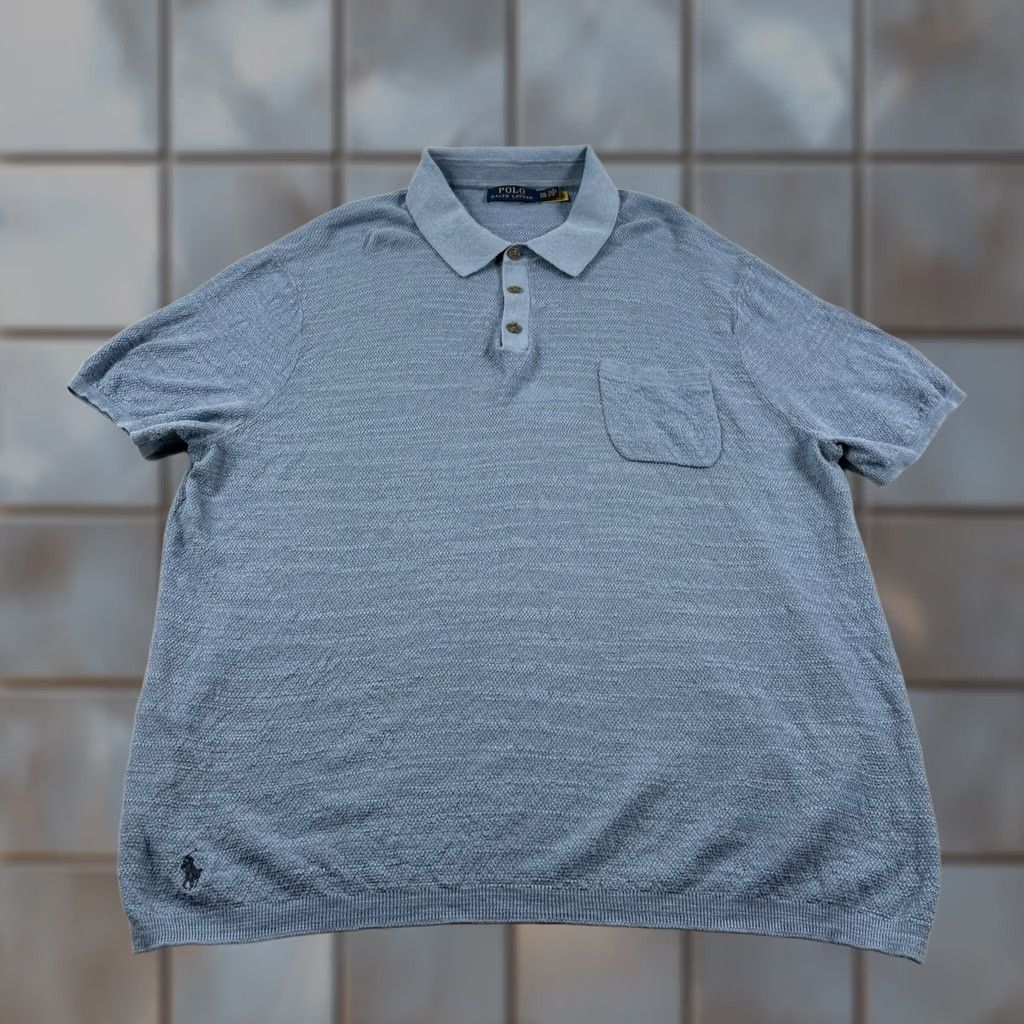 Polo Ralph Lauren Polo Ralph Lauren Sweater Men’s 2XL Blue Linen Cotton Blend Polo Collar Stretch Short Sleeve Pullover Size US XXL / EU 58 / 5 - 1 Thumbnail