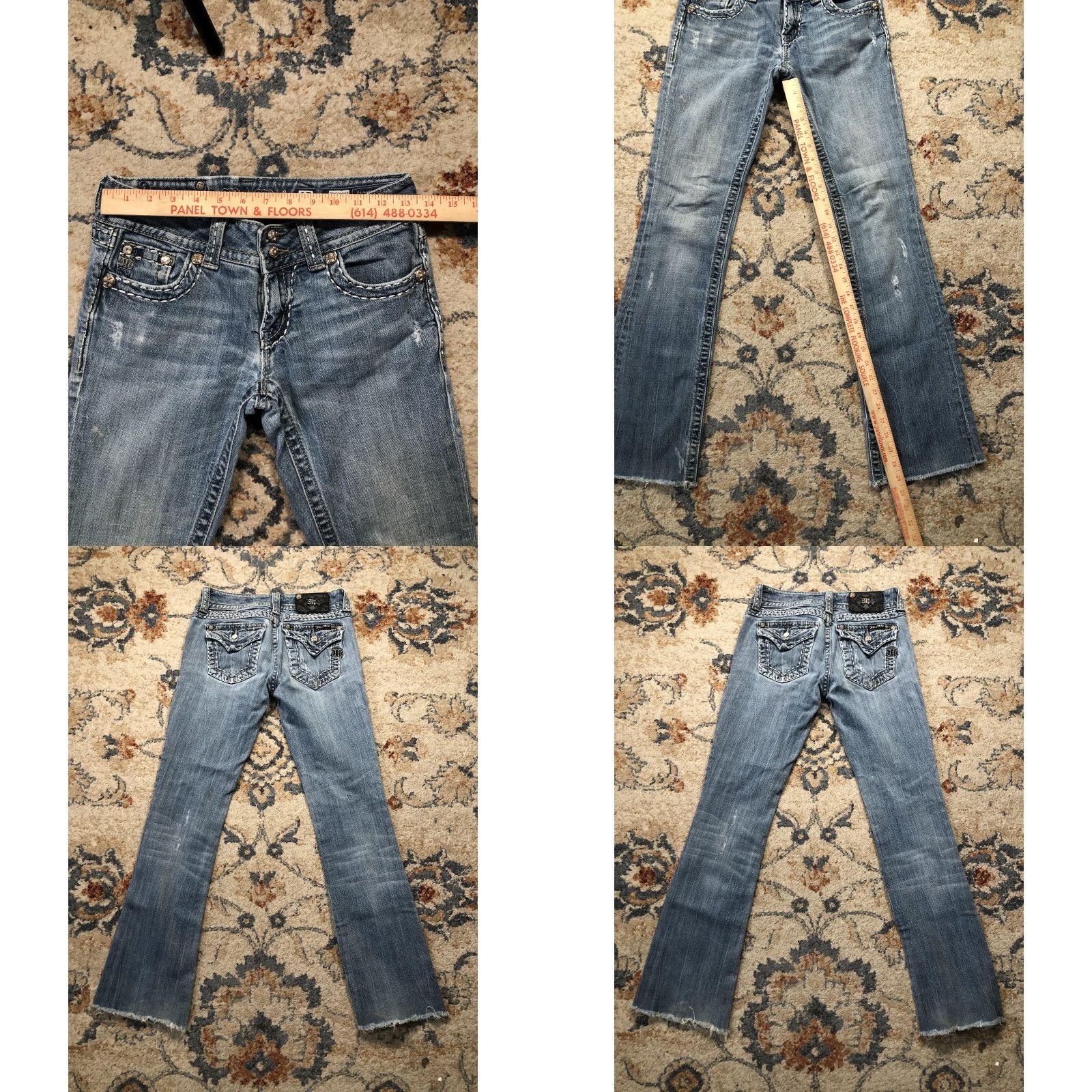Miss Me Miss Me Jeans Womens 27 Blue Bootcut JENS0602Z Distressed Embellished Denim Size 27" / US 4 / IT 40 - 8 Thumbnail
