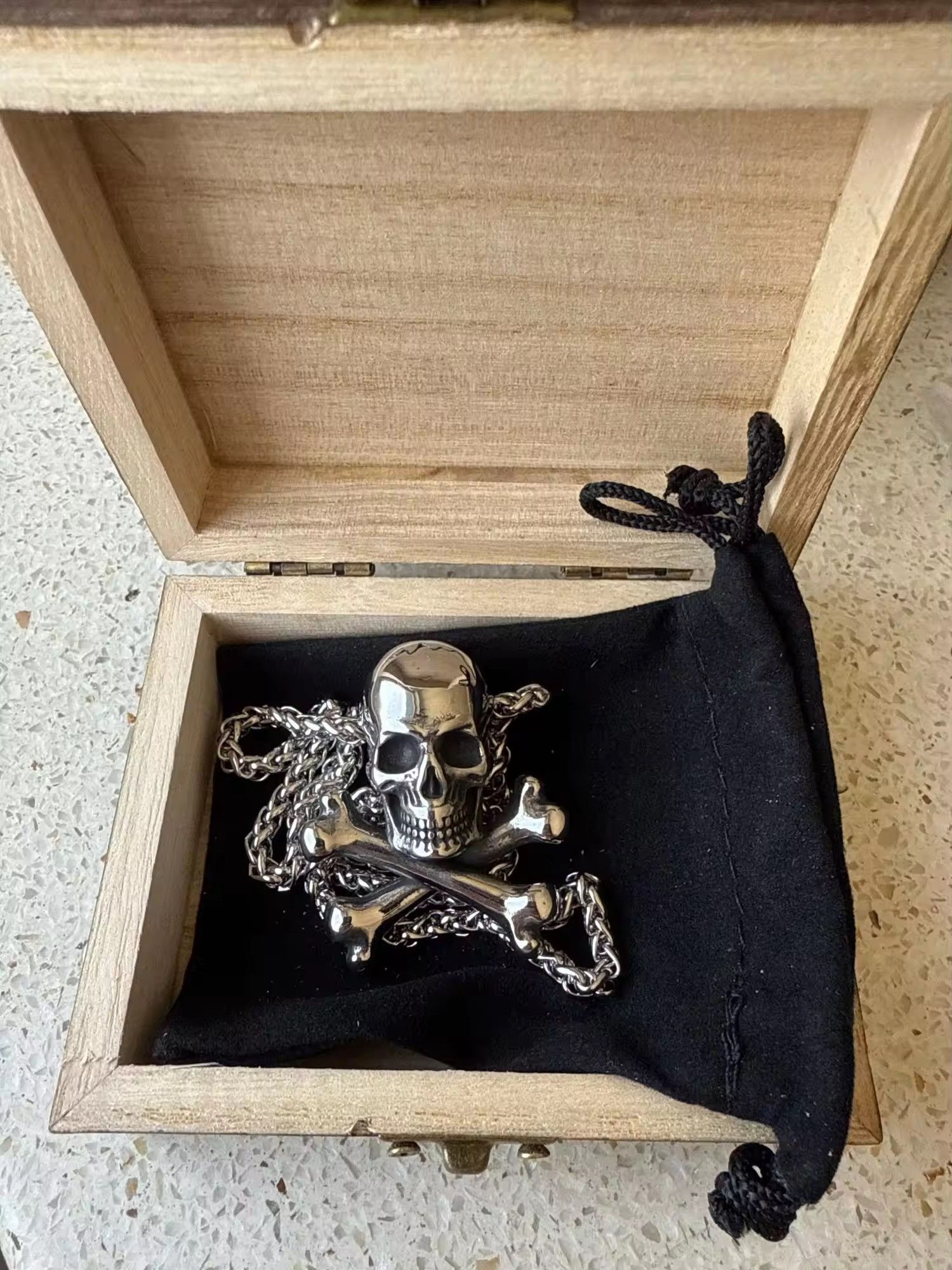 Vintage Steel Skull Chain Pendant Necklace Size ONE SIZE - 4 Thumbnail