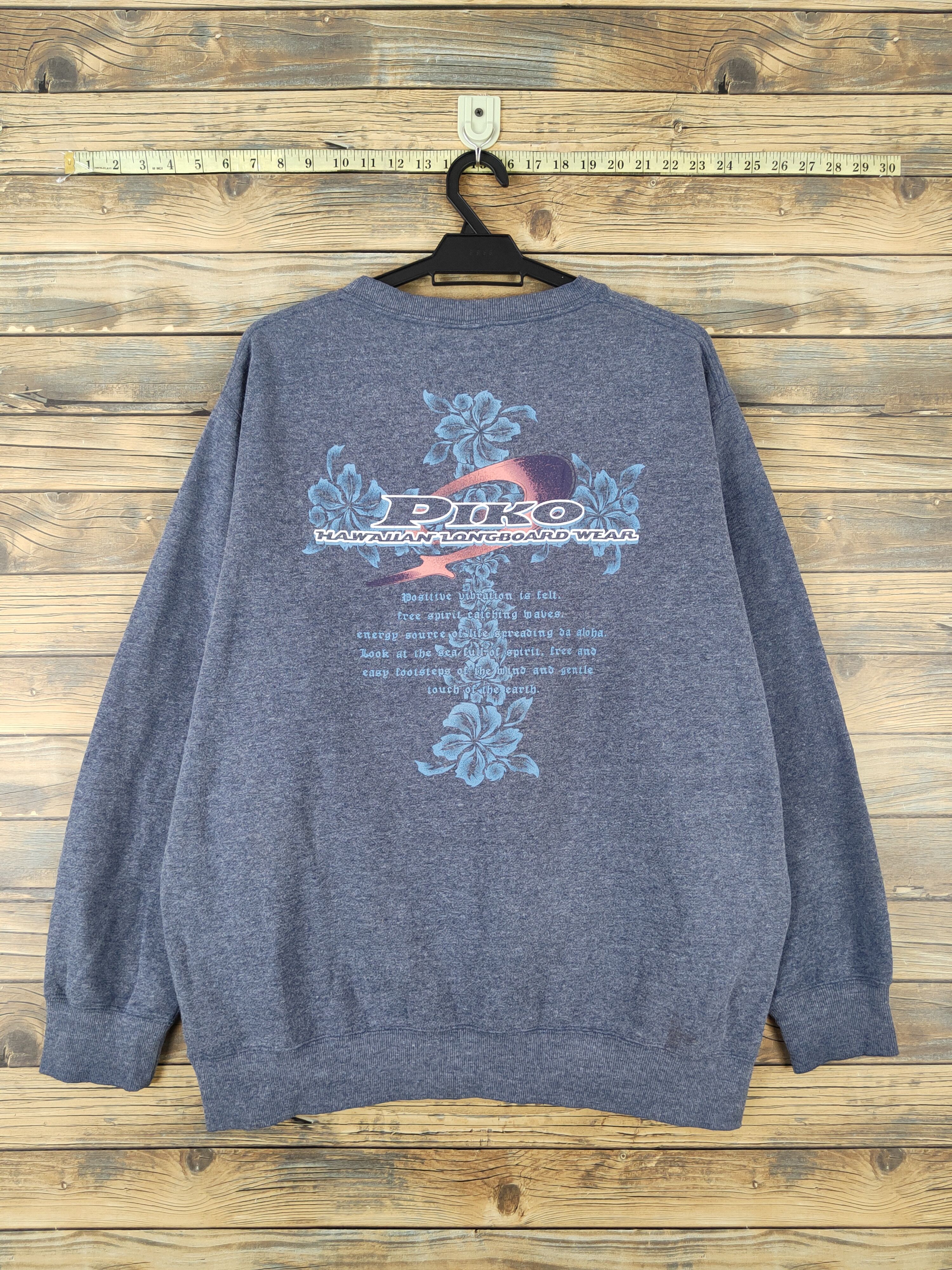 Japanese Brand × Vintage Piko surf vintage Blue Faded Sweatshirts #W1125 Size US XL / EU 56 / 4 - 1 Thumbnail