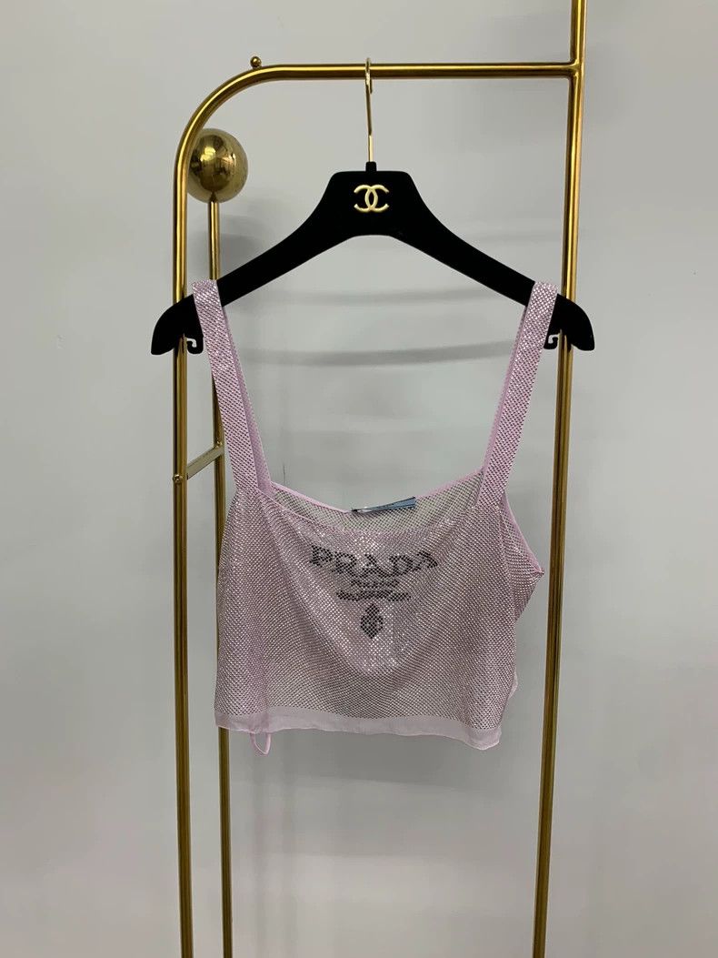 Prada Prada Pink Rhinestone Sleeveless Top - dmc Size US M / EU 48-50 / 2 - 1 Thumbnail