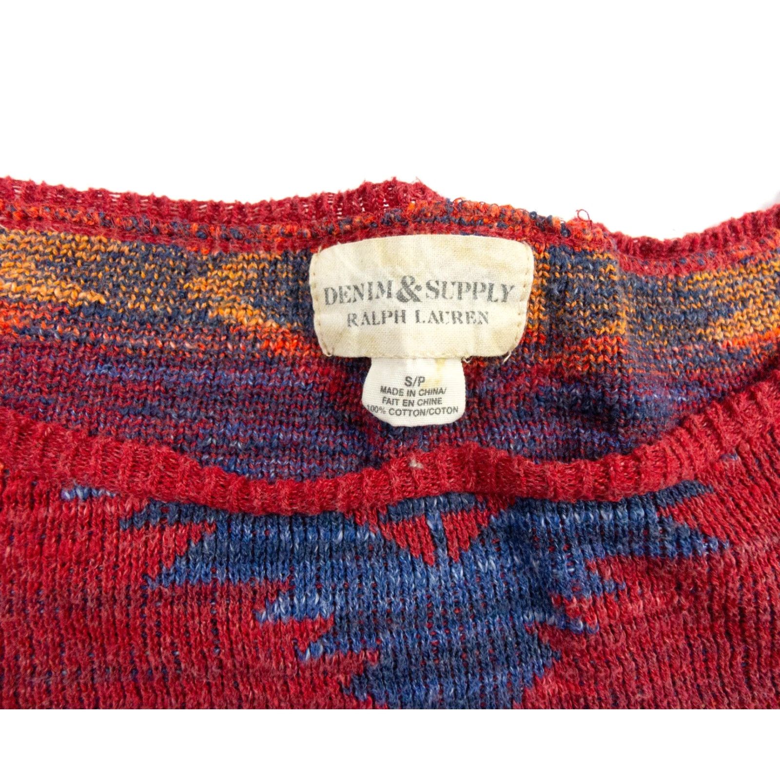 Vintage VINTAGE Ralph Lauren Denim & Supply Women's Sweater Pullover All Seasons Red Small Knit Crossbody Native Aztec Southwestern 90s Size S / US 4 / IT 40 - 5 Thumbnail
