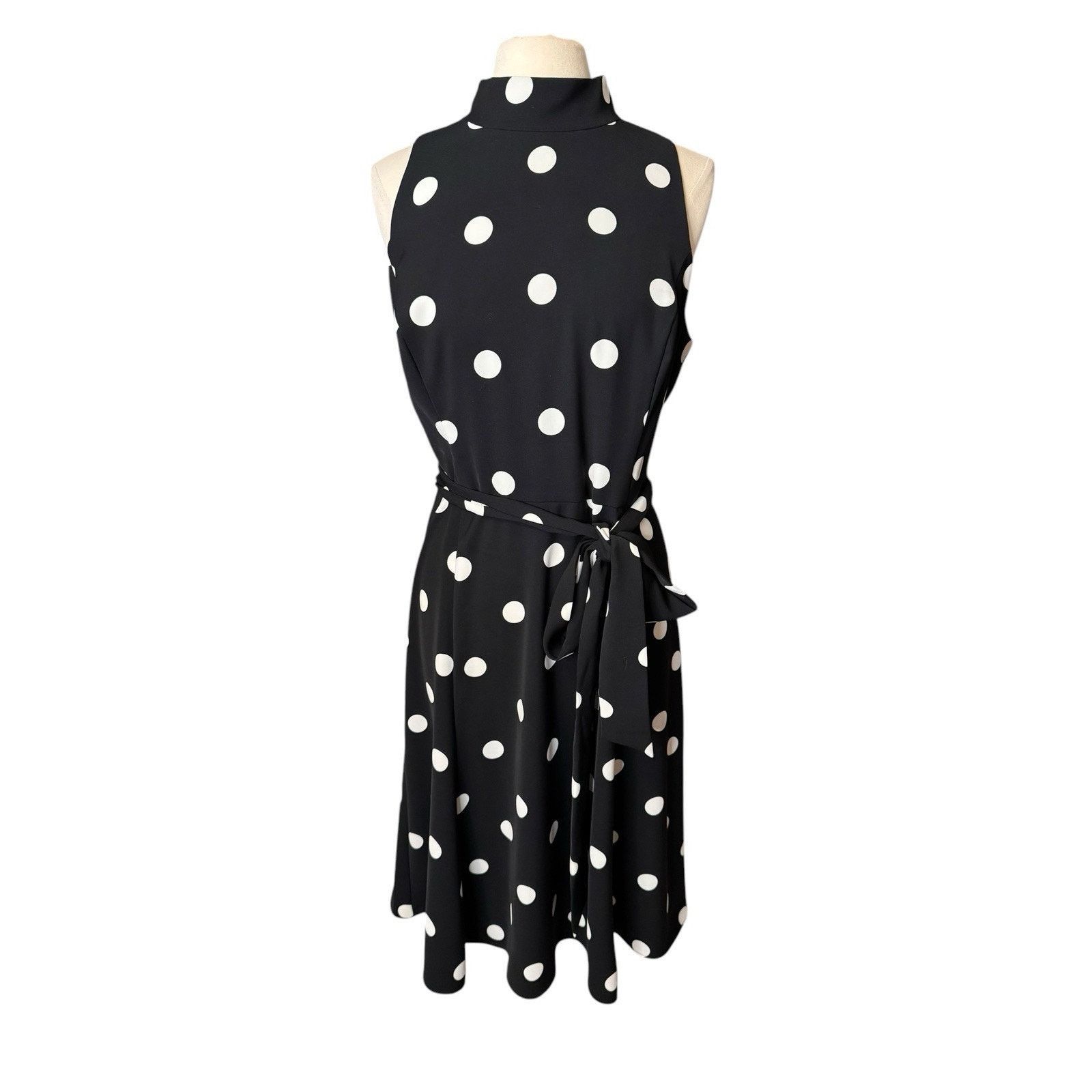 Lauren Ralph Lauren Ralph Lauren Black White Polka Dot Midi Dress Size XXL / US 16-18 / IT 52-54 - 1 Thumbnail