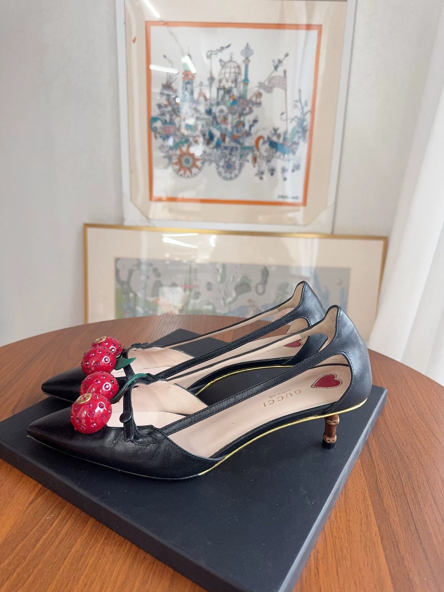 Gucci Gucci Cherry Bamboo Heel Sandals 38 95 New Size US 7 / IT 37 - 6 Thumbnail