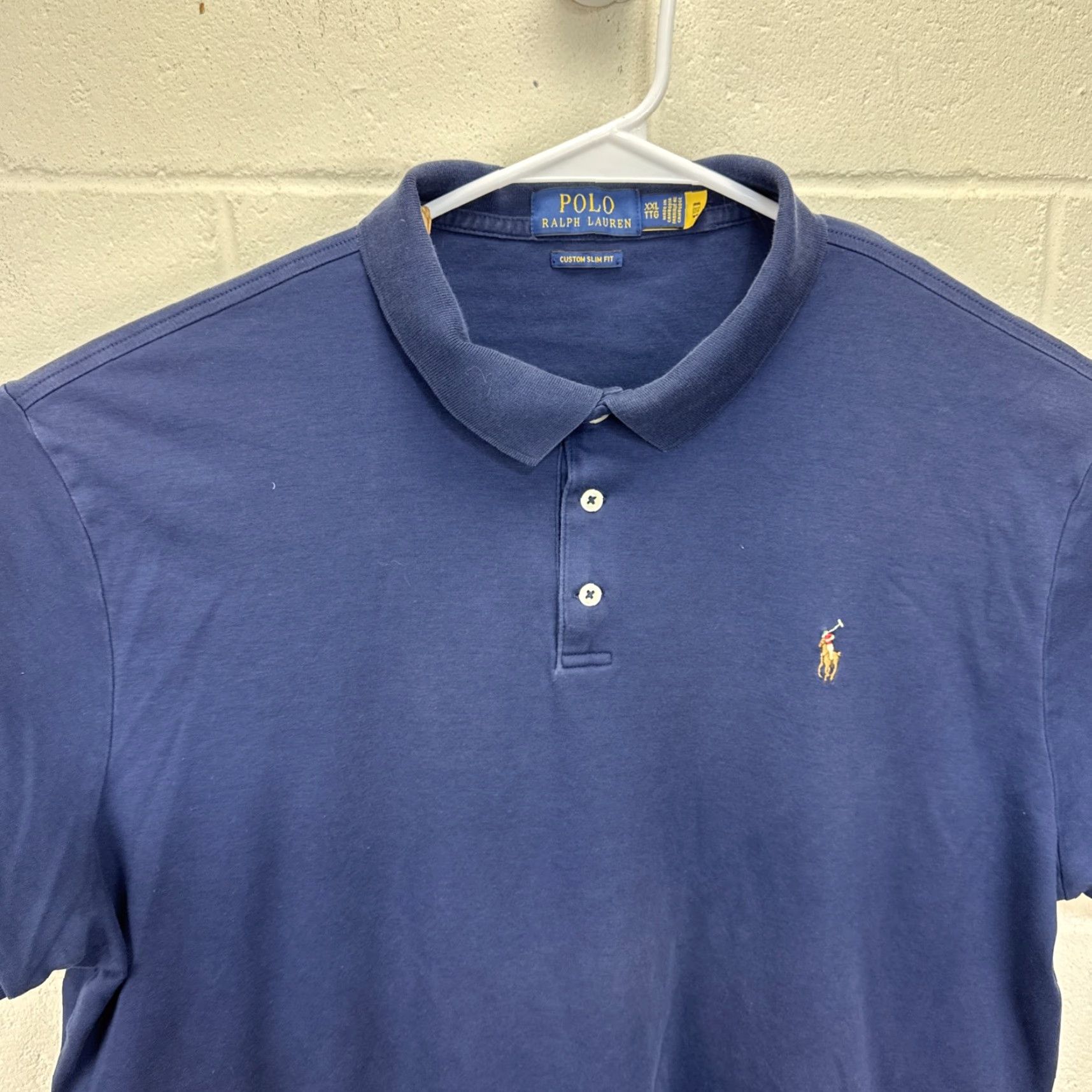 Polo Ralph Lauren VINTAGE Polo Ralph Lauren Logo Embroidered Custom Slim Fit Polo Shirt Blue 2XL Pony Mens Size US XXL / EU 58 / 5 - 3 Thumbnail