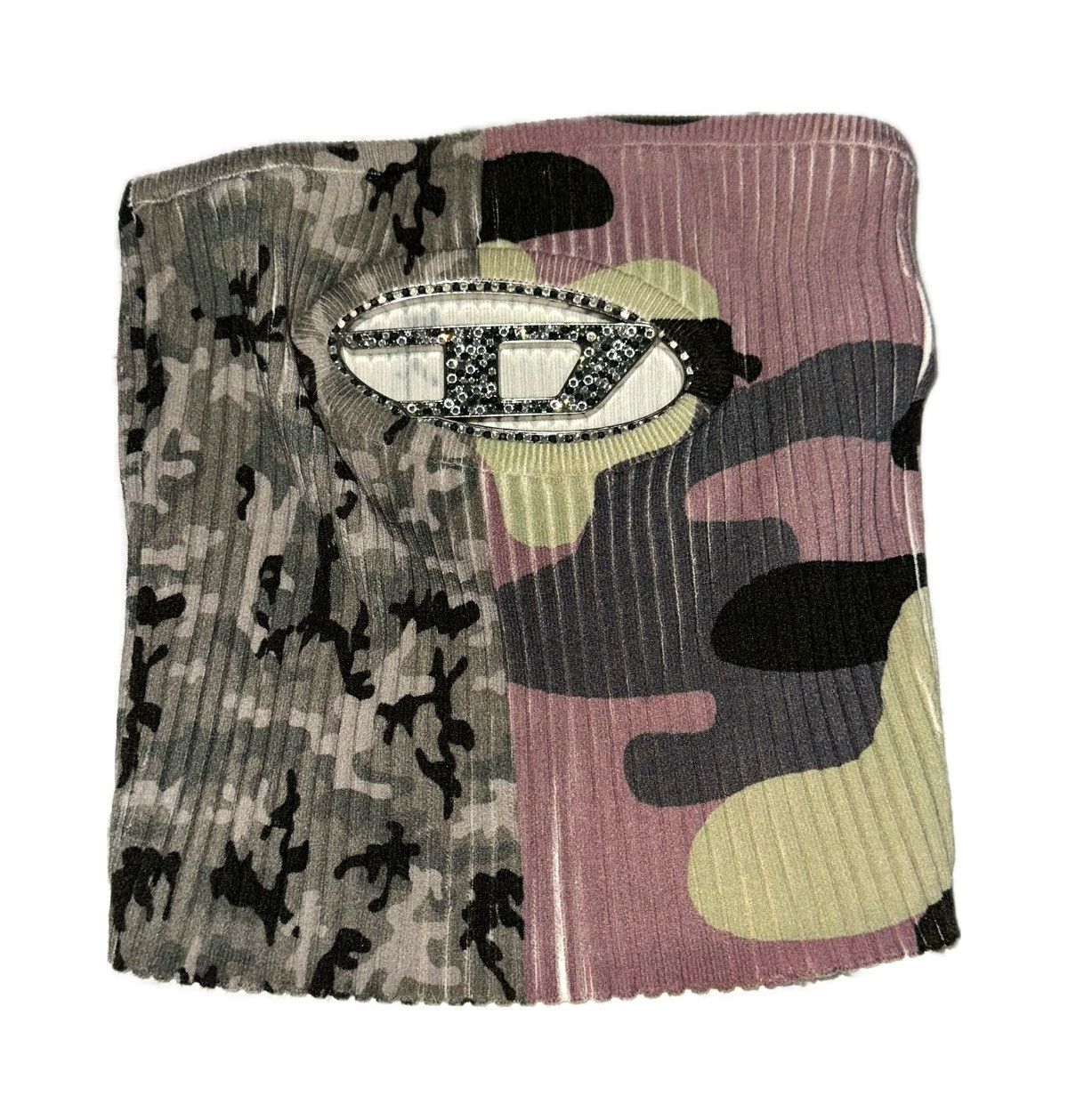 Diesel Camouflage-print Ribbed-knit Bandeau In Grau Size XS / US 0-2 / IT 36-38 - 1 Thumbnail