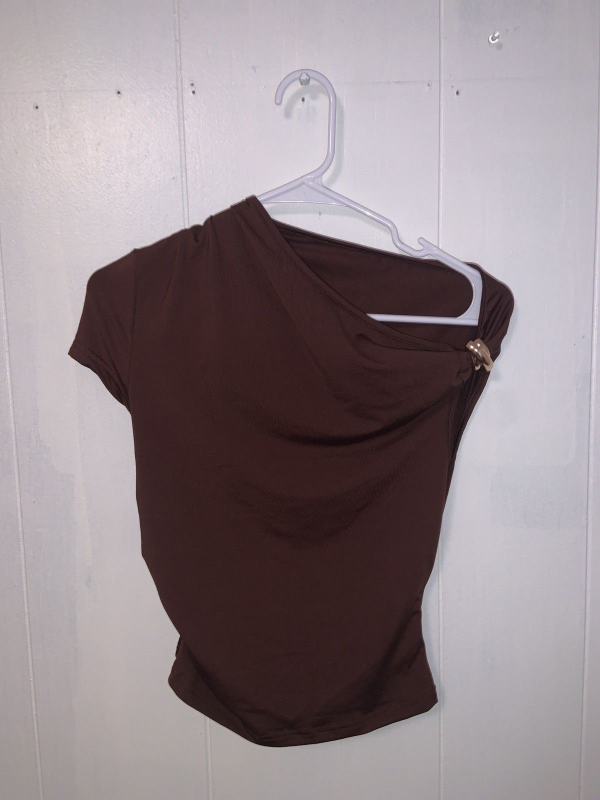 Shein Womens - Drape Off The Shoulder Top - Size XS Size XS / US 0-2 / IT 36-38 - 4 Thumbnail
