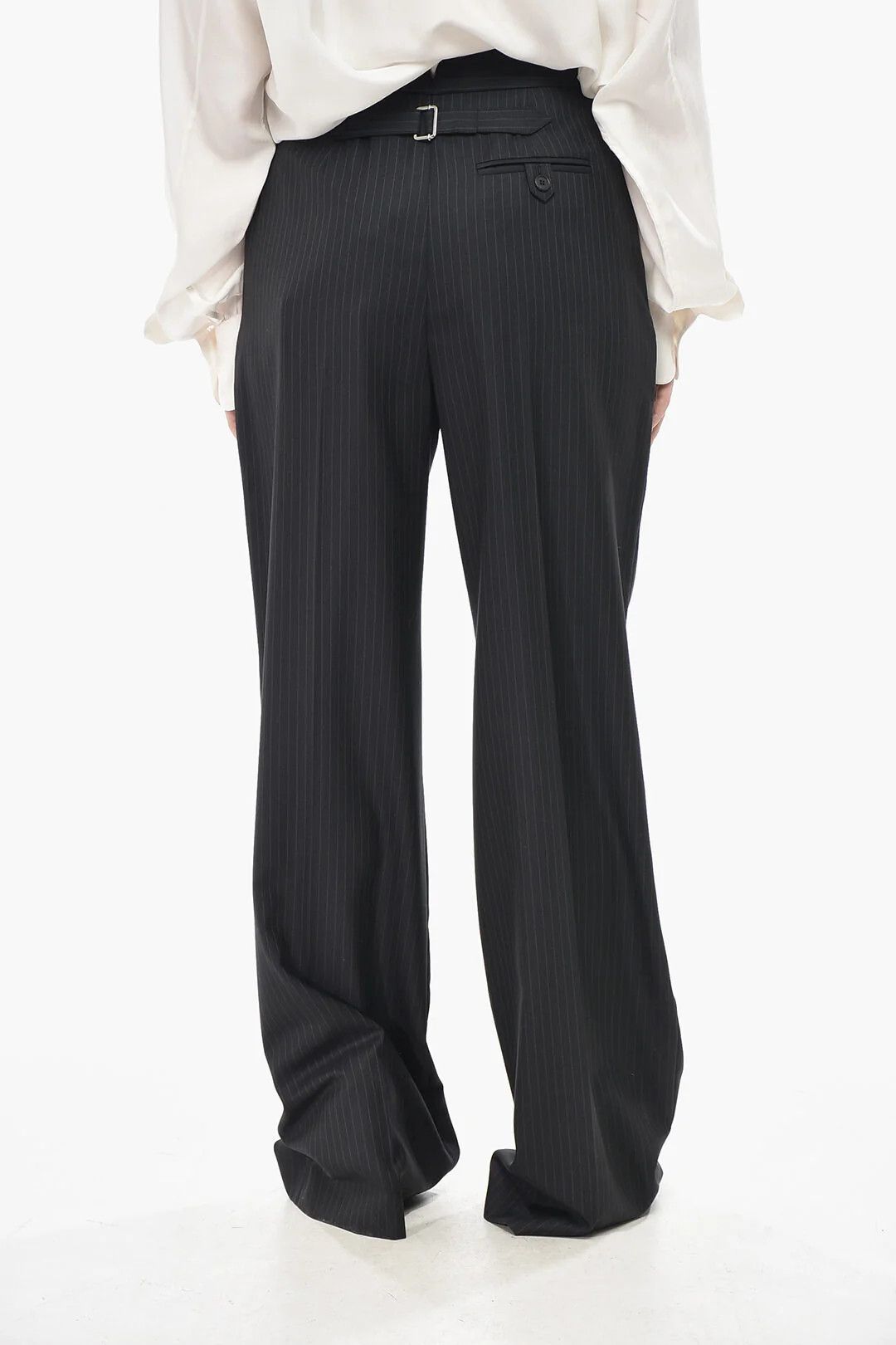 Alexander McQueen og1mm0426 Wool Palazzo Pant in Blue Size 28" / US 6 / IT 42 - 2 Thumbnail