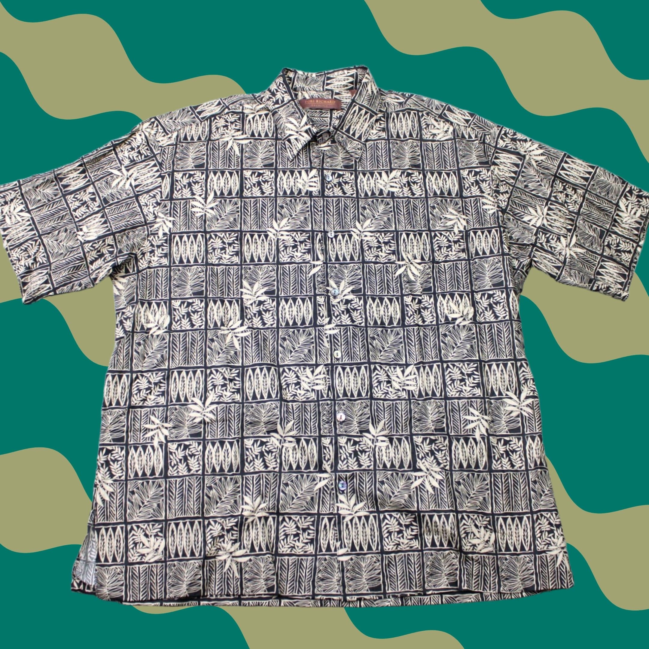 Tori Richard Tori Richard Shirt Mens 2XL XXL Black/Tan Floral 100% Cotton Lawn Short Sleeve Size US XXL / EU 58 / 5 - 1 Thumbnail