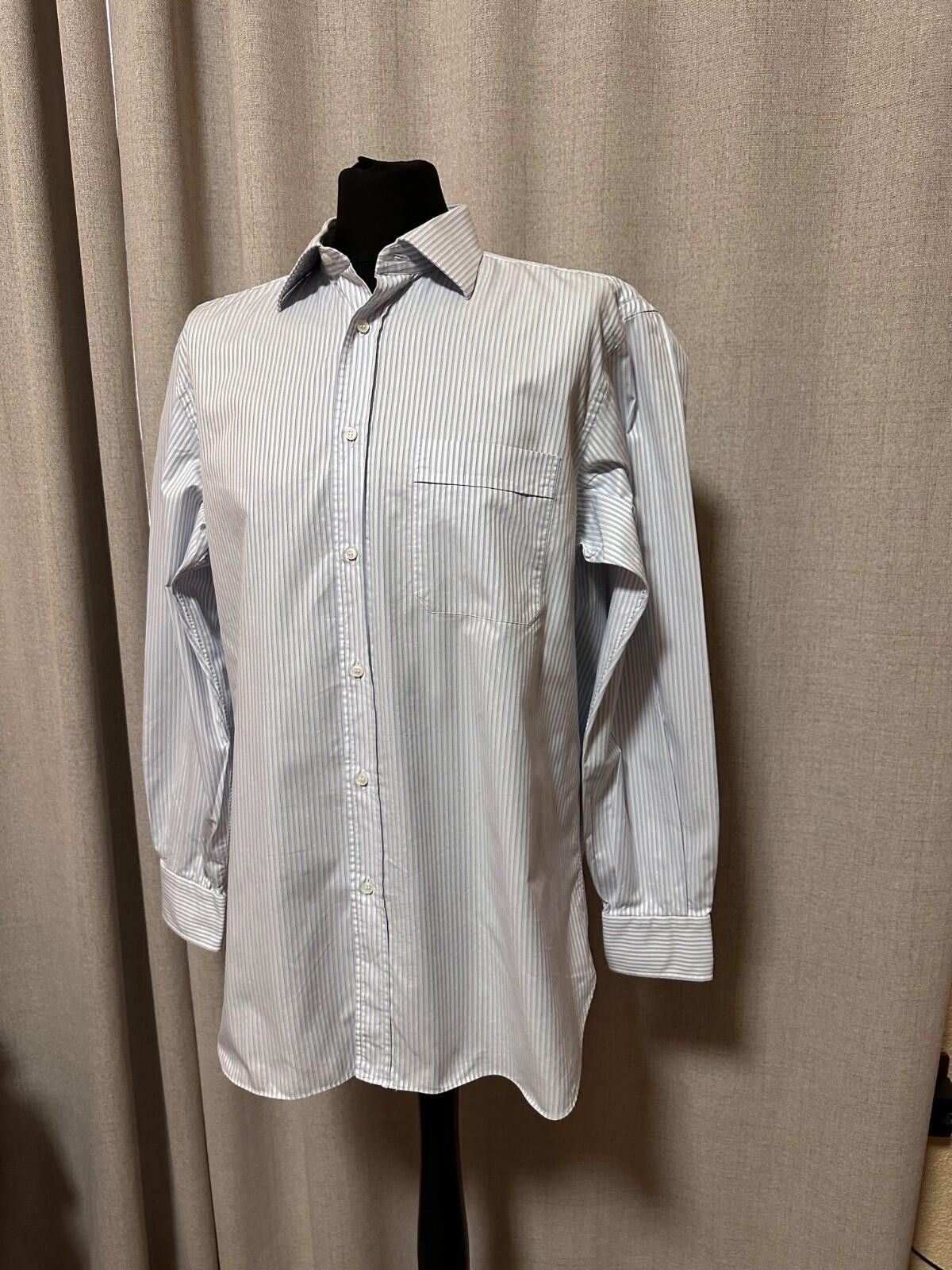 Brioni Brioni Men’s Dress Shirt Blue White Striped Button Italy 16 Size 42R - 4 Thumbnail