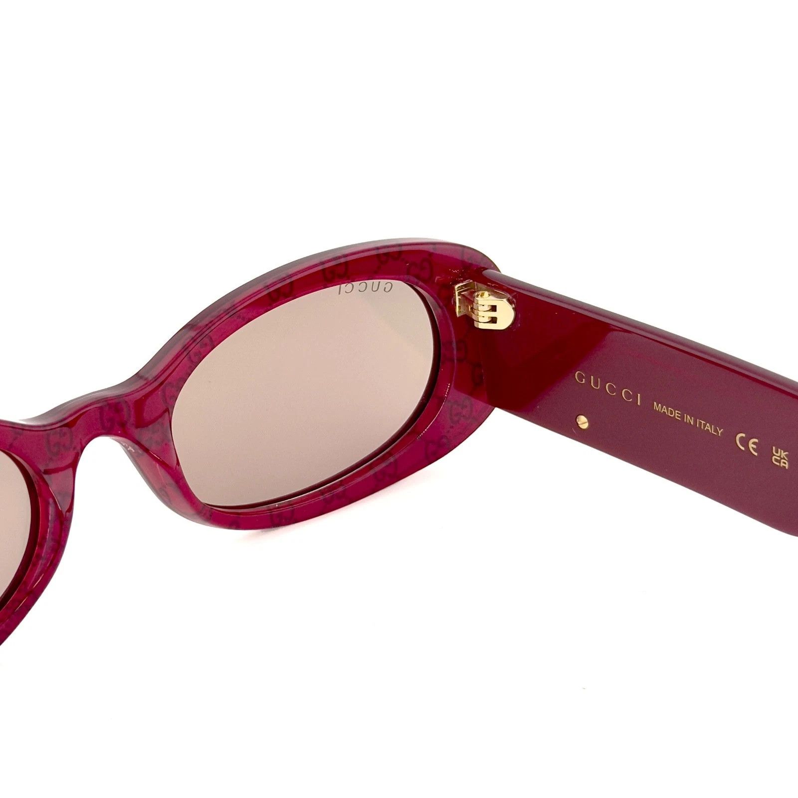 Gucci GG0517S 009 Women Oval Sunglasses - Burgundy / Brown with Mirror Gucci GG0517S Sunglasses | Fashion Eyewear US main image 2