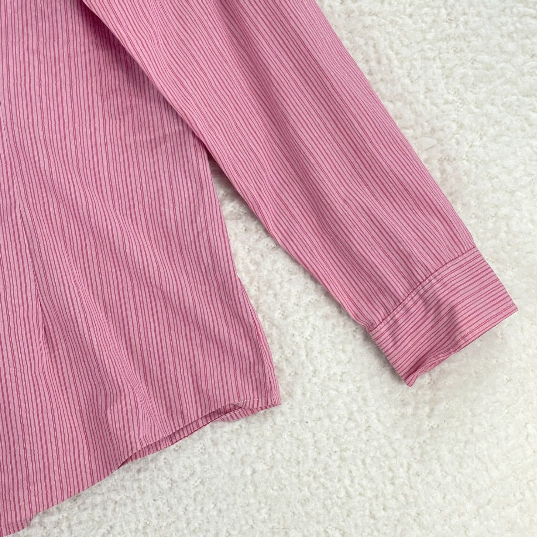 J. Jill J. Jill Shirt Womens Large Pink Stripe Button-Up Stretch Long Sleeve Casual Work Size L / US 10 / IT 46 - 5 Thumbnail