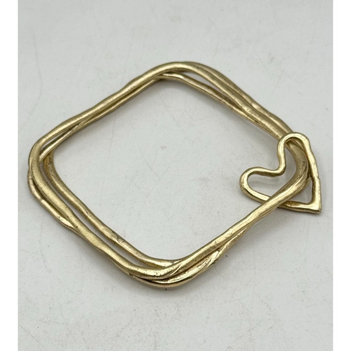 Other Gold square bangle heart bracelet set Size ONE SIZE - 1 Thumbnail