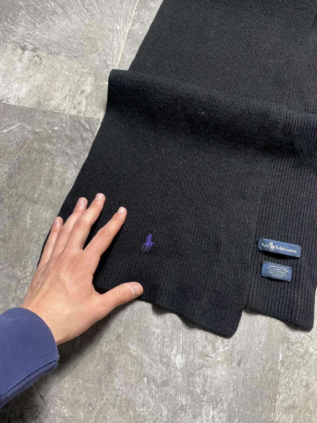 Polo Ralph Lauren Polo Ralph Lauren Hat Scarf Set Black Lambs Wool Vintage Size ONE SIZE - 3 Thumbnail