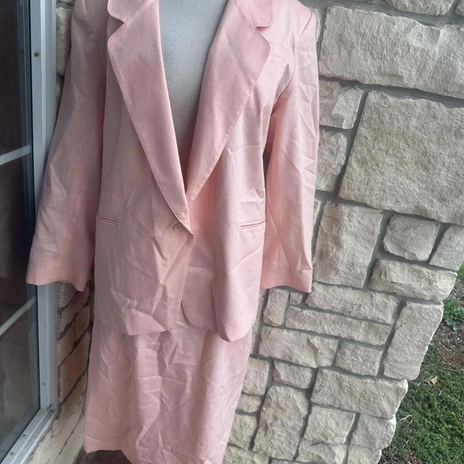 Other ilgwu Wyndham 3 piece skirt suit Salmon Pink vintage 8/10? Size M / US 6-8 / IT 42-44 - 3 Thumbnail