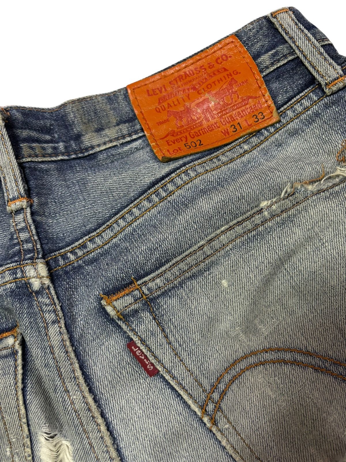 Levi's Vtg 90s Levis 502 Orange Tag Distressed Jeans Size US 32 / EU 48 - 7 Thumbnail