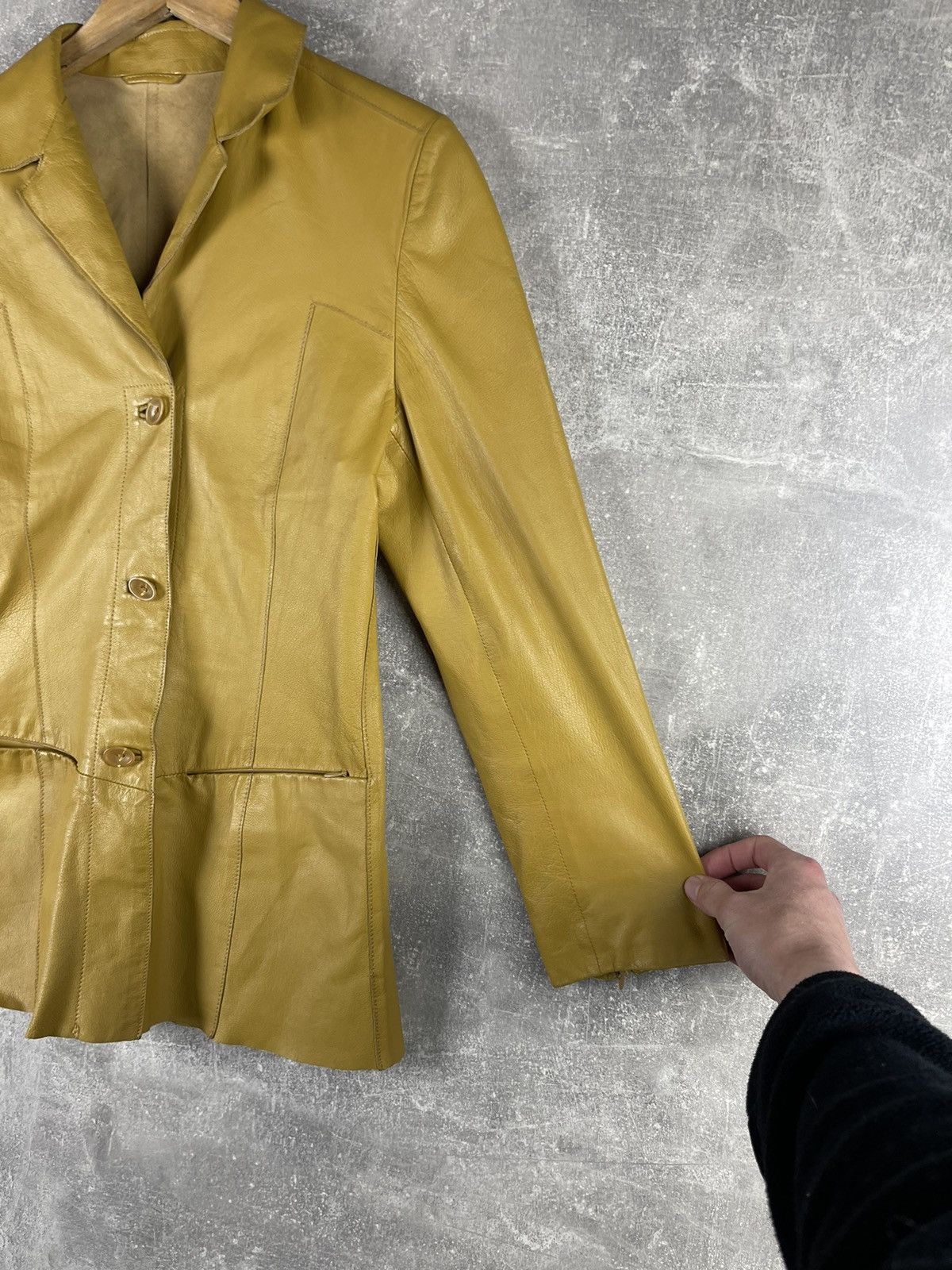 Genuine Leather × Mandelli Enrico Mandelli Leather Yellow Jacket Coat Size M / US 6-8 / IT 42-44 - 4 Thumbnail