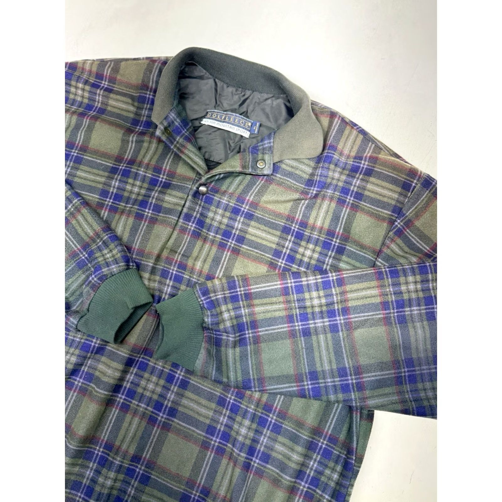 Vintage VINTAGE 90s Golf Windbreaker Pullover Sun Mountain XL Men Green Plaid Button Snap Mock Core Size US XL / EU 56 / 4 - 2 Thumbnail