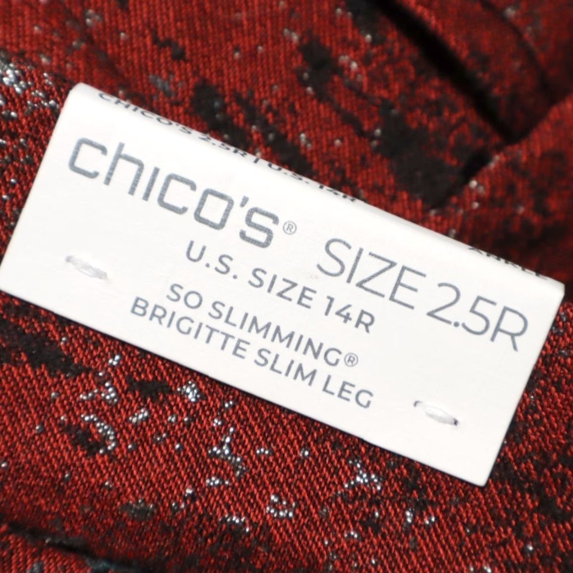 Vintage Chicos Leggings Women Red 14R So Slimming Brigitte Slim Stretch Rayon Woven Flat Pull On Casual Pants Modern Shaping Slim Fit Womens Size 36" / US 14 / IT 50 - 7 Thumbnail
