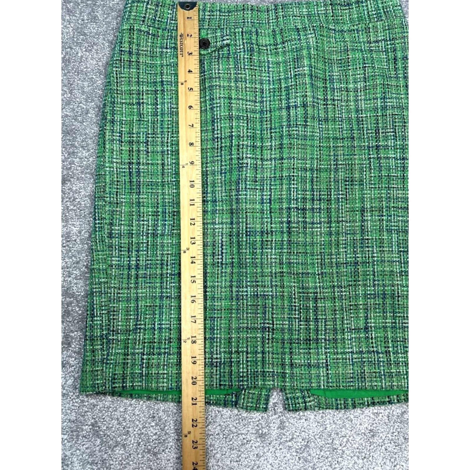 J.Crew J.CREW Skirt Womens 6 Green Straight & Pencil Tweed Zip Back Back Zip Short Classic Lined Slit Casual Summer Spring Vintage No N/A Size 28" / US 6 / IT 42 - 2 Thumbnail