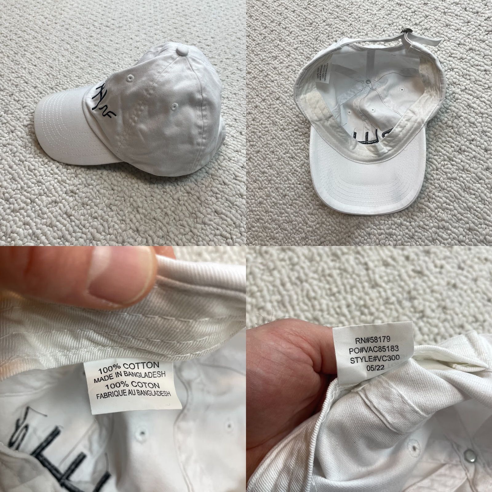 Bally Unbranded Adjustable Baseball Cap Hat White Black Logo Cotton OSFM Adult Baseball Cap Hat White Black Logo Cotton OSFM Adult Size ONE SIZE - 8 Thumbnail