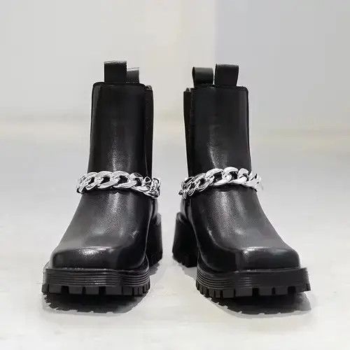 Other Leather Ankle Boots Male Footwear Chain Design Size US 8 / EU 41 - 4 Thumbnail