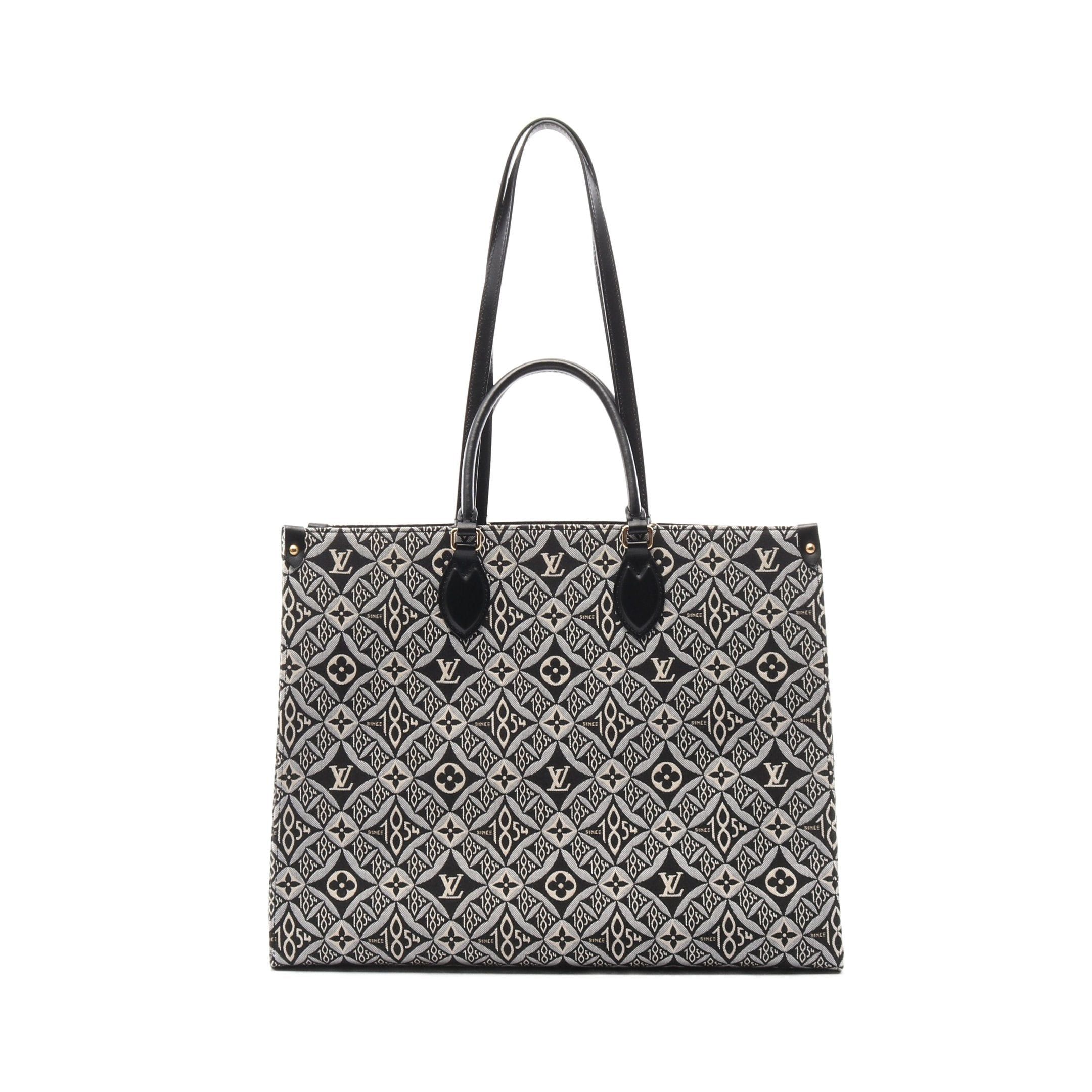 Louis Vuitton On-The-Go Gm Since 1854 Monogram Jacquard Shoulder Bag Tote Canvas Leather Gray Black, Women's